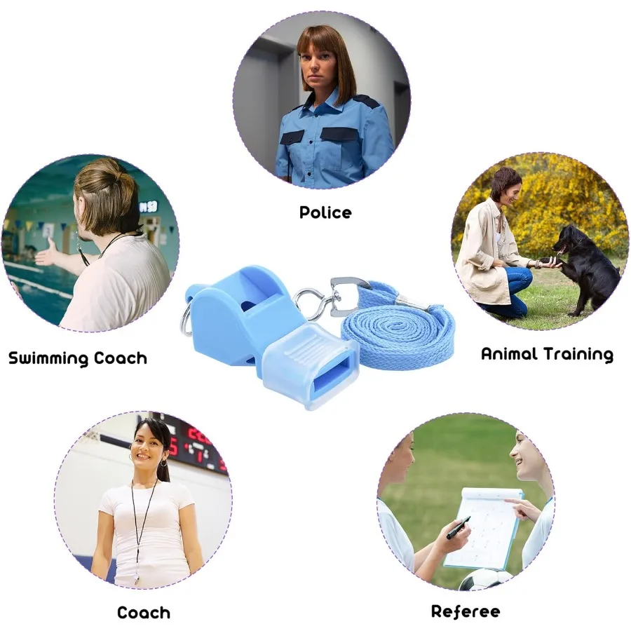 휘슬 플라스틱 휘슬 끈이 달린 야외 활동용 휘슬 코치 훈련용 휘슬 스포츠 및 파티용 휘슬