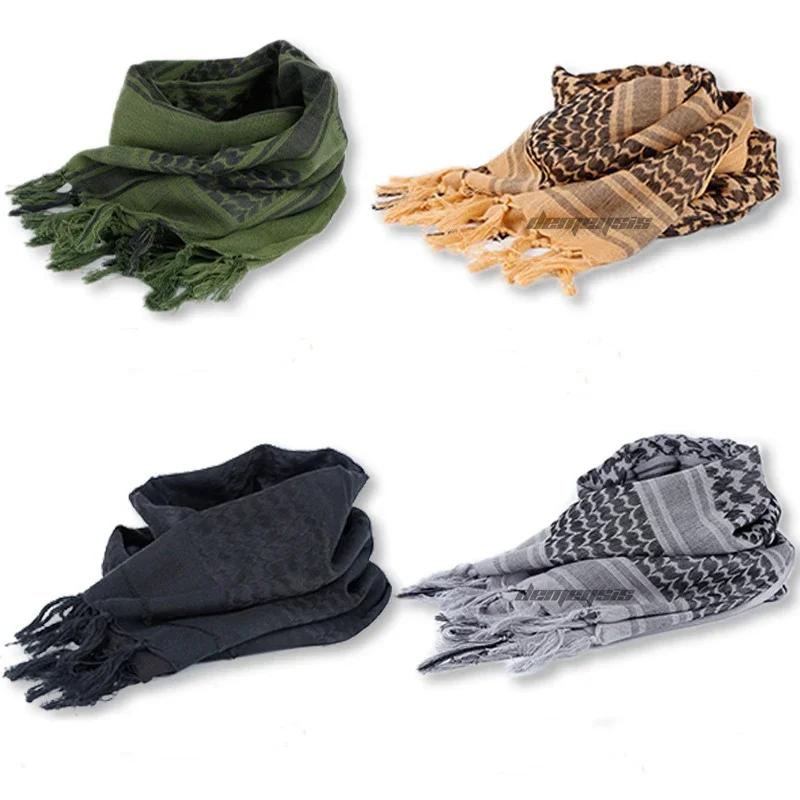 Outdoor Hiking Scarves Outdoor Arab Tactical Desert Scarf  Shemagh with Tassel for Men Women