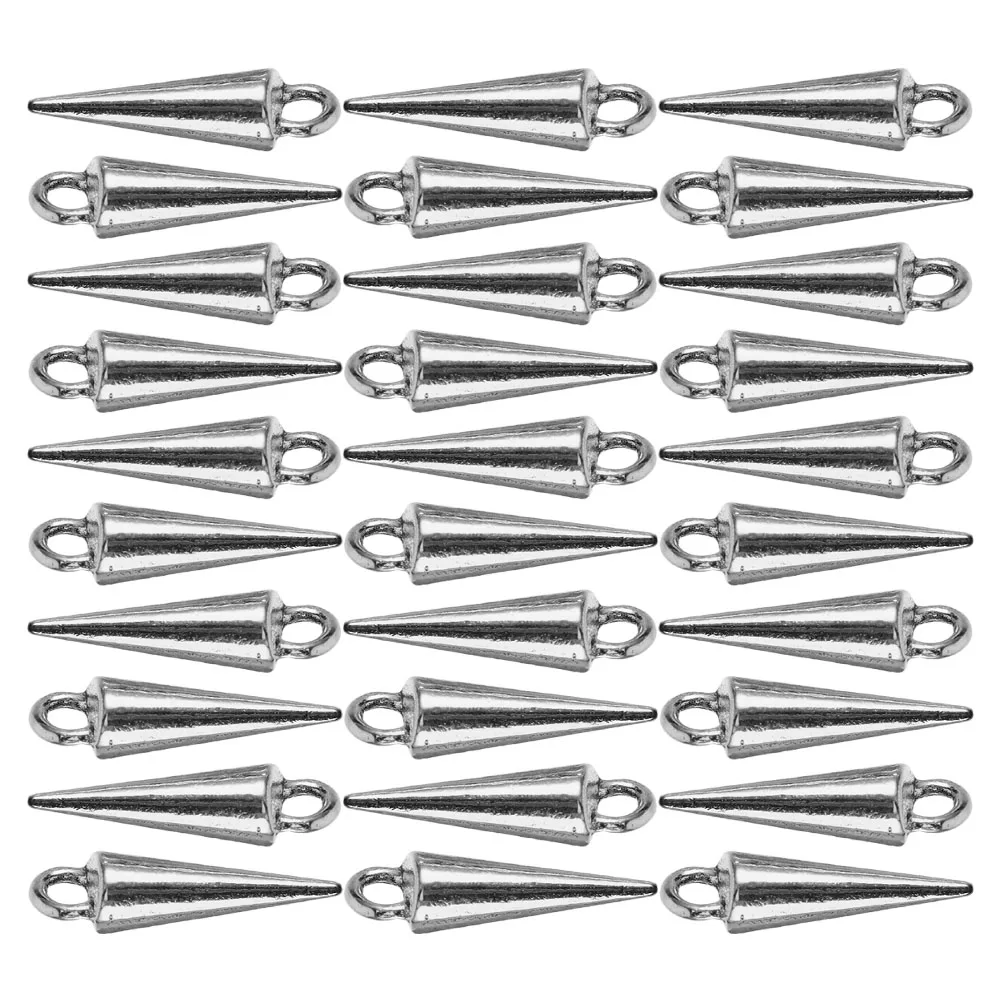 

30 Pcs Zinc Alloy Pendant Glossy Cone Shape Dangle Earrings Silver Charms Spike Beads Gothic Jewelry Making Accessories
