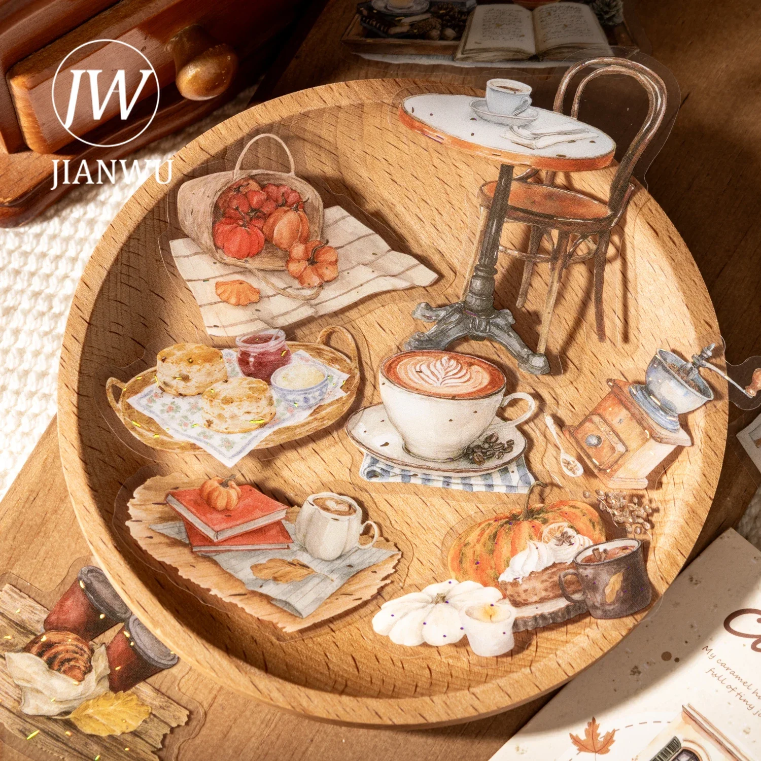 JIANWU Vintage Maillard Life House Character Landscape Material Collage Scrapbooking PET Sticker Creative DIY Journal Stationery