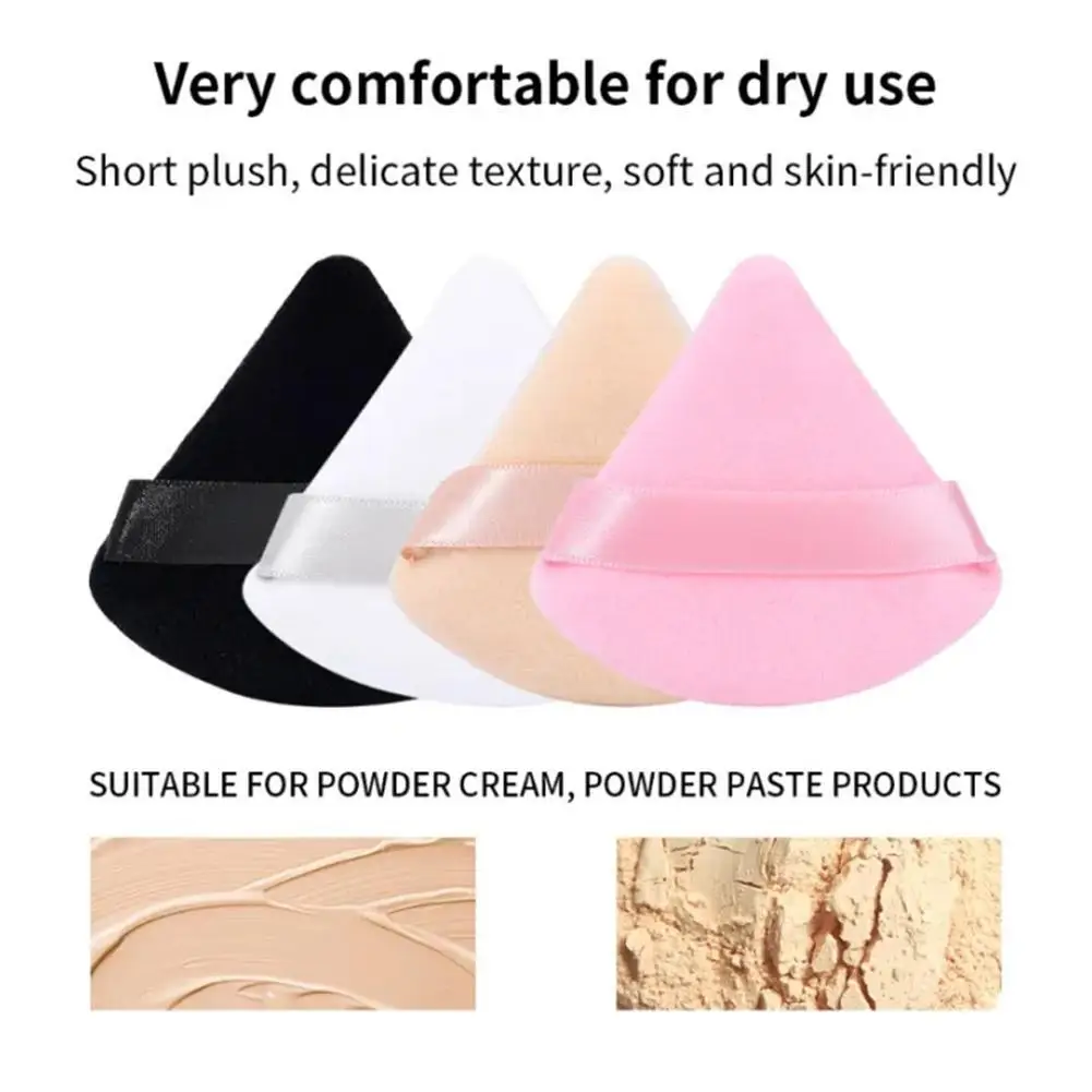 10pcs Triangle Velvet Powder Puff Pizza Flours Mini Face Makeup Sponge Cosmetics Washable Lightweight Makeup Tool