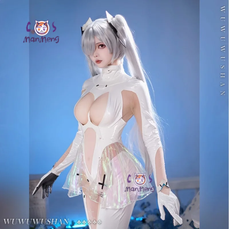 

NIKKE：The Goddess of Victory Cinderella Cosplay Costume Women's white leather sexy jumpsuit prop wig set Halloween battle suit
