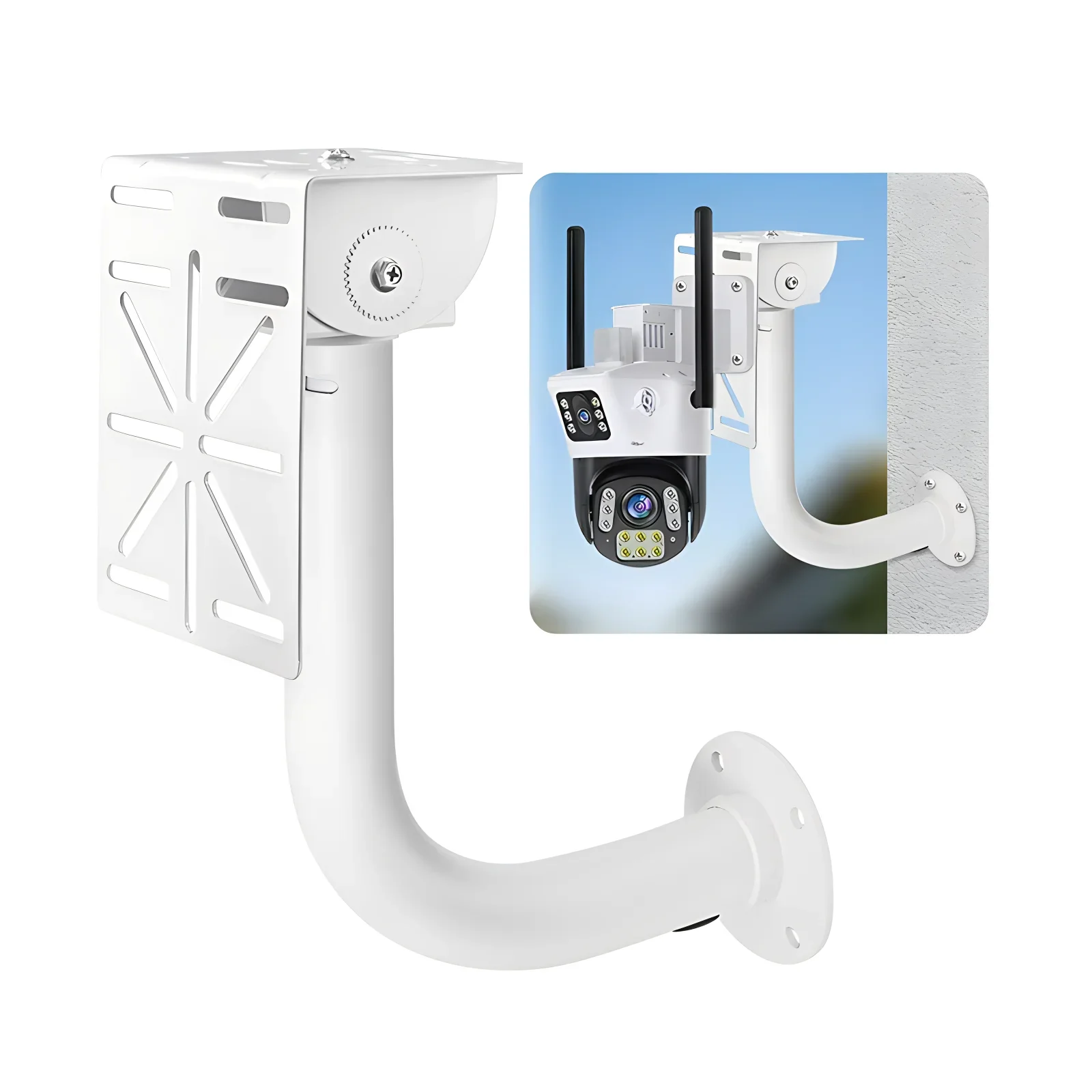 

Outdoor Aluminum Alloy L-Shaped Wall Mounting Bracket (60cm, 80cm, 60cm-120cm Adjustable), For Speed Dome Ptz Camera Install