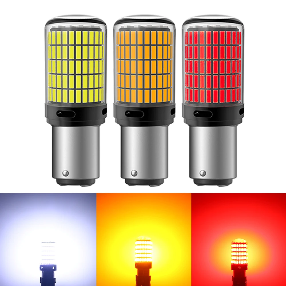 

2pcs NEW 4014 150SMD 1156 BA15S P21W BAU15S PY21W 7440 7443 1157 BAY15D P21/5W 3157 LED Bulbs CanBus Brake Reverse Parking Lamps