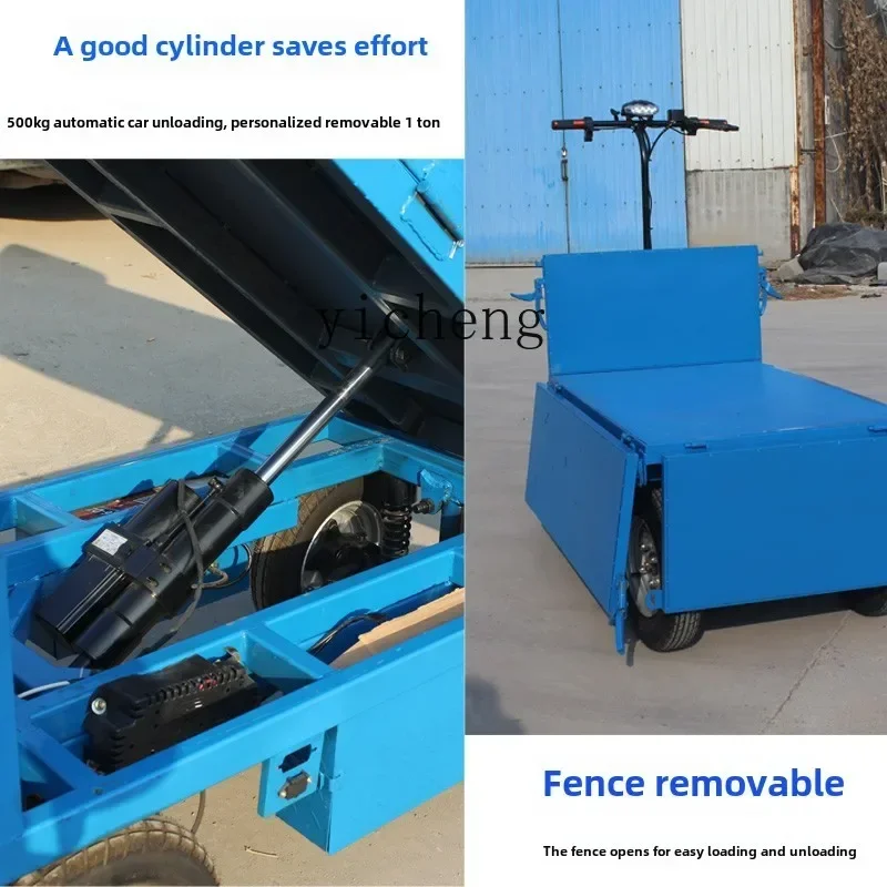 construction site electric four-wheel gray bucket cart trolley hand push construction cement dump truck