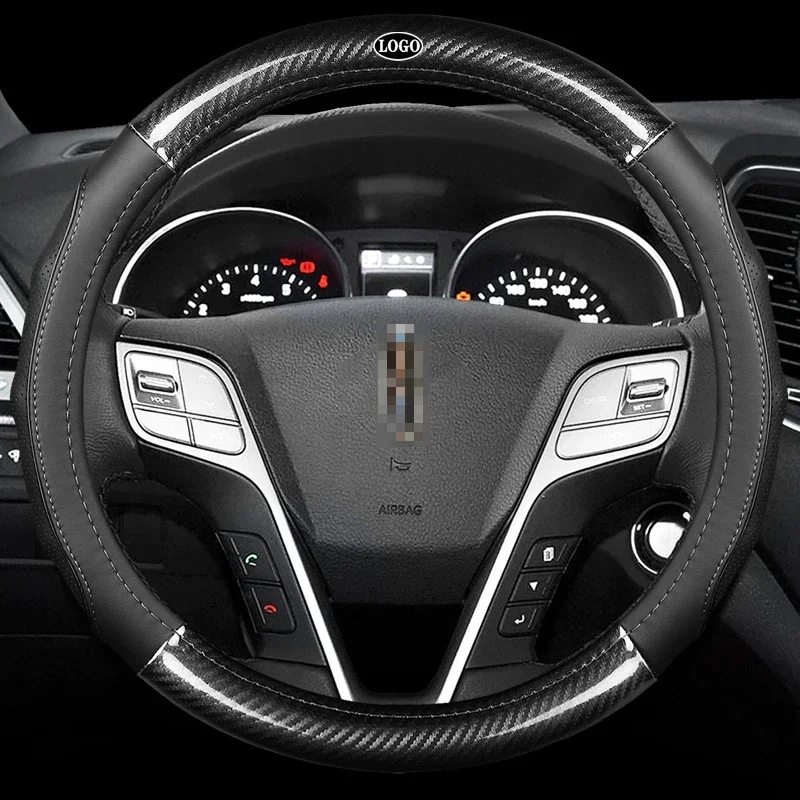 Automotive Carbon Fiber Leather Steering Wheel Cover Interior Accessories38cm,applicable To Lincoln MKZ Nautilus MKC MKX MKT MKS