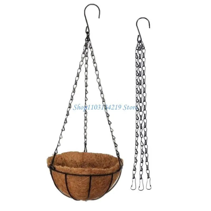 N5KC Imitation RattansHanging Basket Flower Pot Chain with 3 Hooks Basin Hydroponic Plant Grows Basin Home Garden Decor Tools