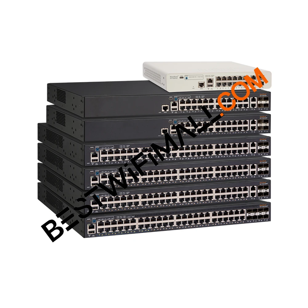 

RUCKUS ICX7150-48P-4X1G PoE Switch 48x1000 Mbps RJ45 PoE+Ports 370W PoE Budget, 4x1GbE Uplink/Stacking SFP/SFP+