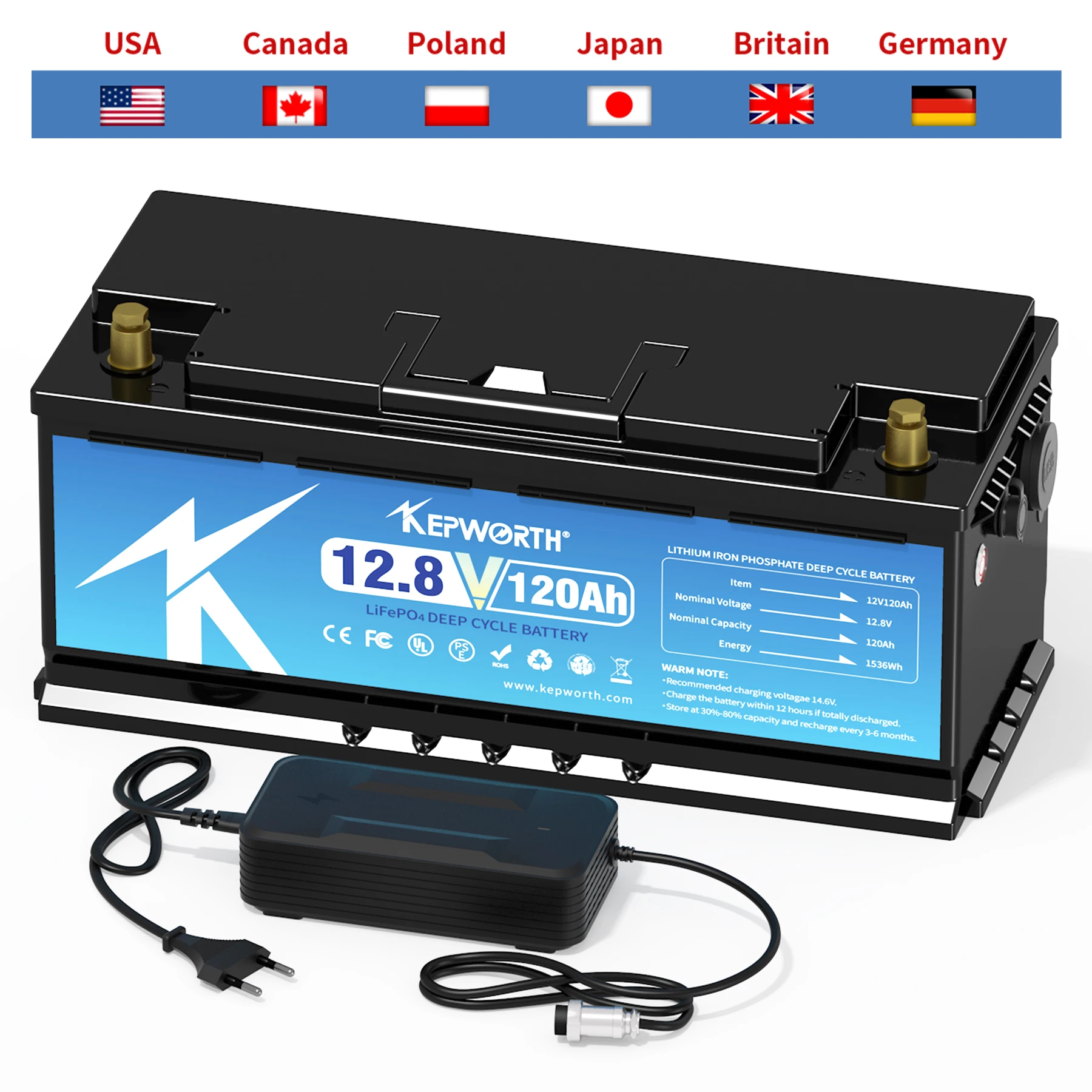 Batterie au lithium fer phosphate avec BMS 50, voiturette de golf, EV, montres, stockage d'énergie solaire, veFePO4, 80, 100, 120, 180, 300Ah, 12V, 24V, 48V, nouveau