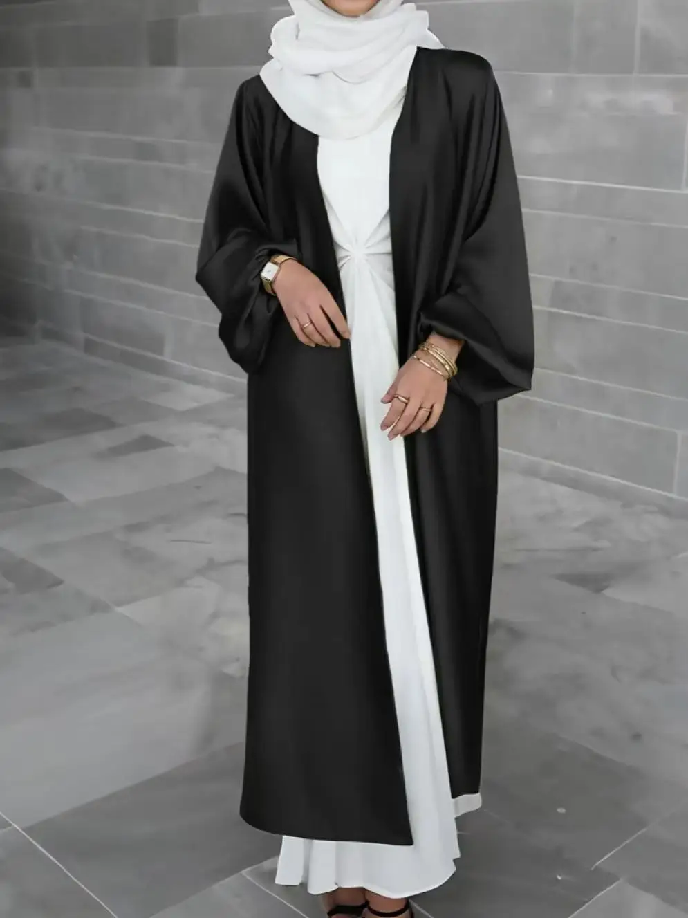 Novo muçulmano feminino sela puff manga robe oriente médio dubai elegante cardigan