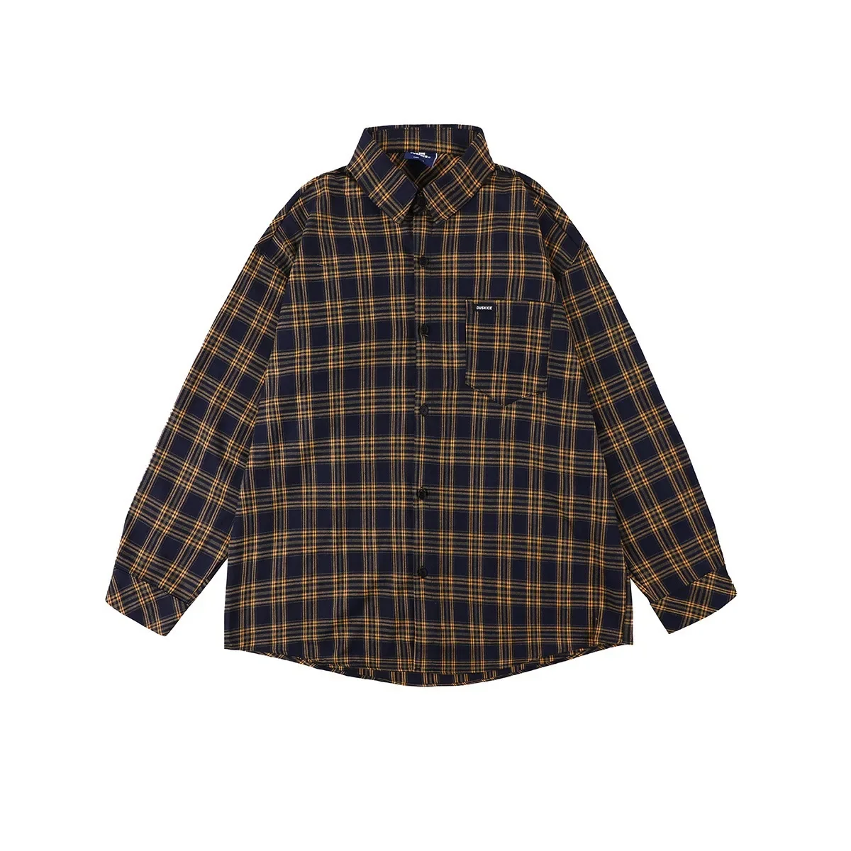 

Japanese Retro Plaid Long Sleeved Shirt for Men Korean Fashion Harajuku Loose Casual Shirt Coat Y2k Streetwear Men Clothing