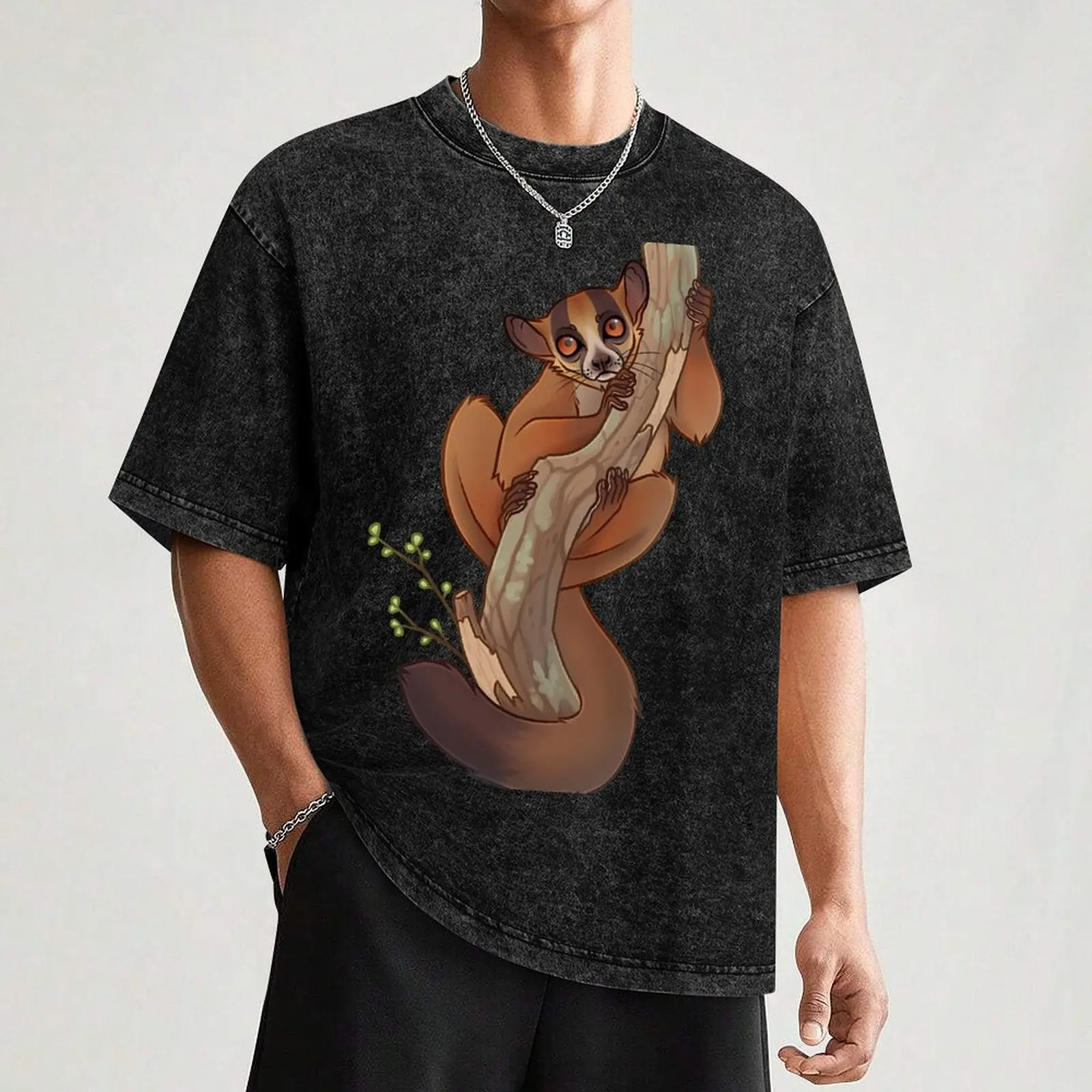 Fork-marked Lemur T-Shirt Outdoor Casual Top