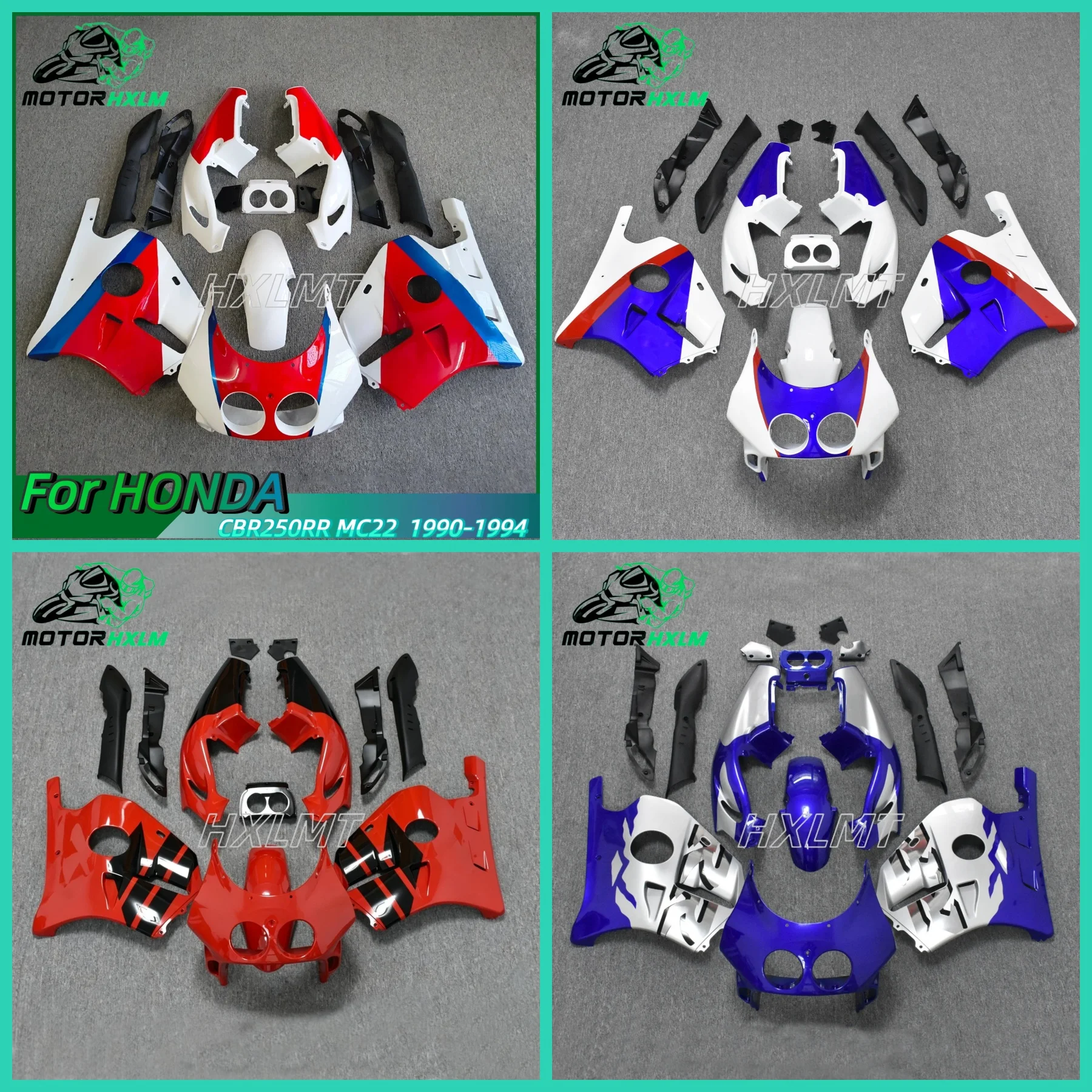 Motorcycle Fairings Kits Fit For CBR250RR 1990-1994 NC22 cbr250rr MC22 CBR250 RR 1993 Full Bodywork Fairing Set Blue White