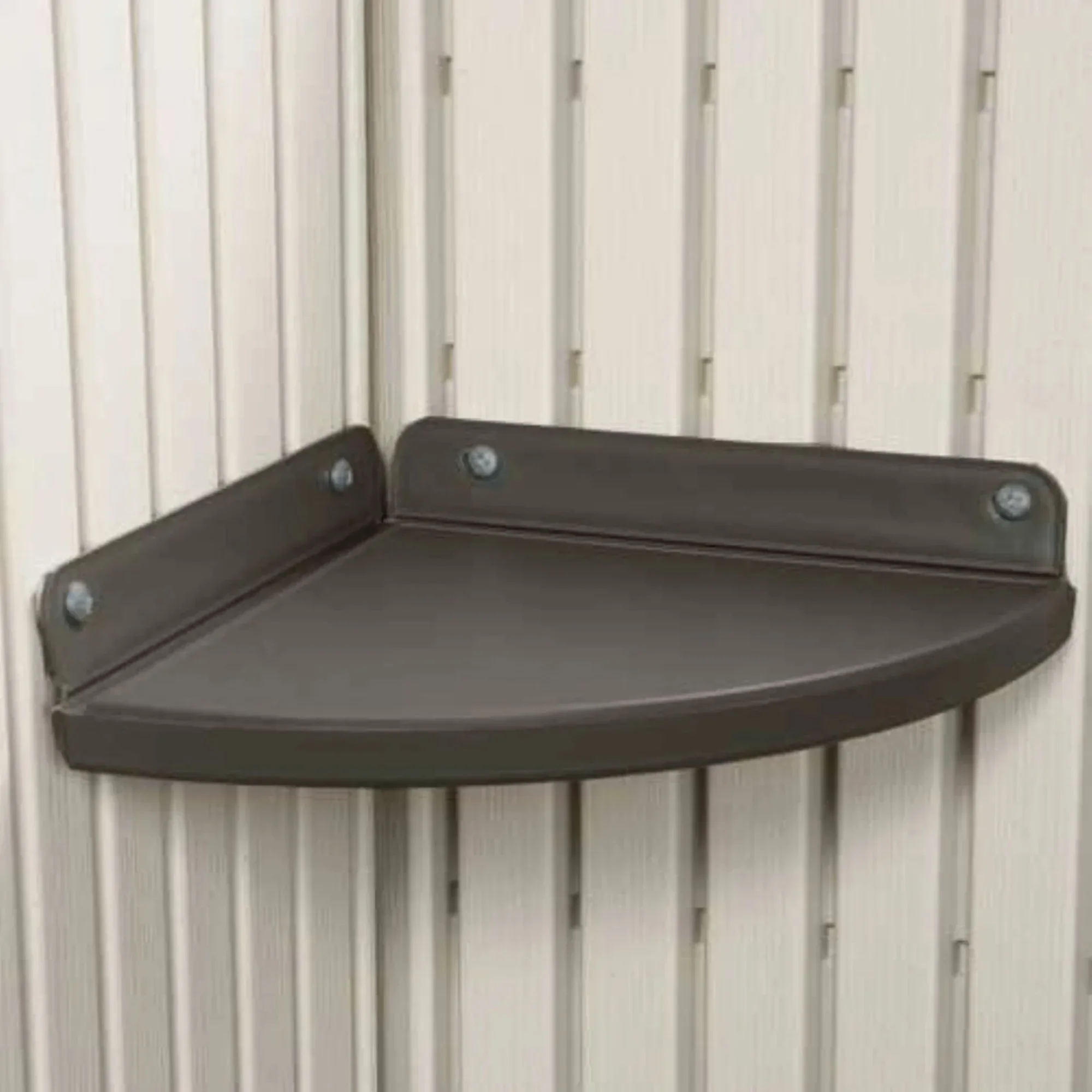 

Set of 2 Brown 9.5 Inch Corner Shelves, Designed for Lifetime Sheds, Space-Saving Storage for Garage & Outdoor Use