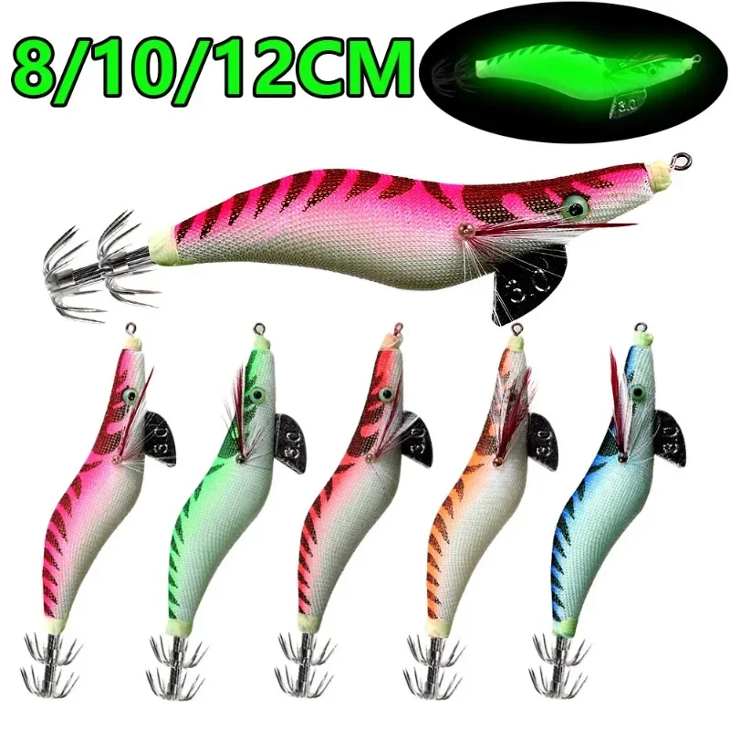 Luminous Wood Shrimp Big Eyed Squid Bait Biomimetic Shrimp Fishing Lures 2.0 2.5 3.0 # Squid Octopus Sea Fishing Umbrella Hook