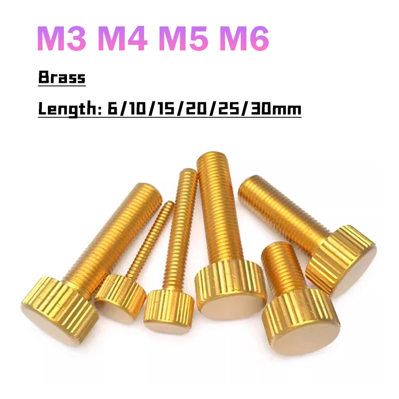 1~20pcs Brass Knurled Thumb Screw M3 M4 M5 M6 Small Thumb Screw Bolt Length:6/10/15/20/25/30mm Mechanical Screw