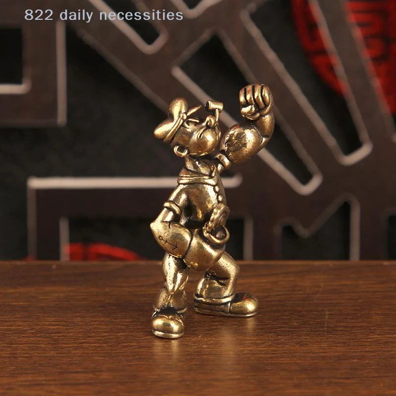 1/2PCS Popeye The Sailor Man Figure Brass Home Decor Office Desk Tea Table Art Ornaments Decorative Car Home Desktop Accessories