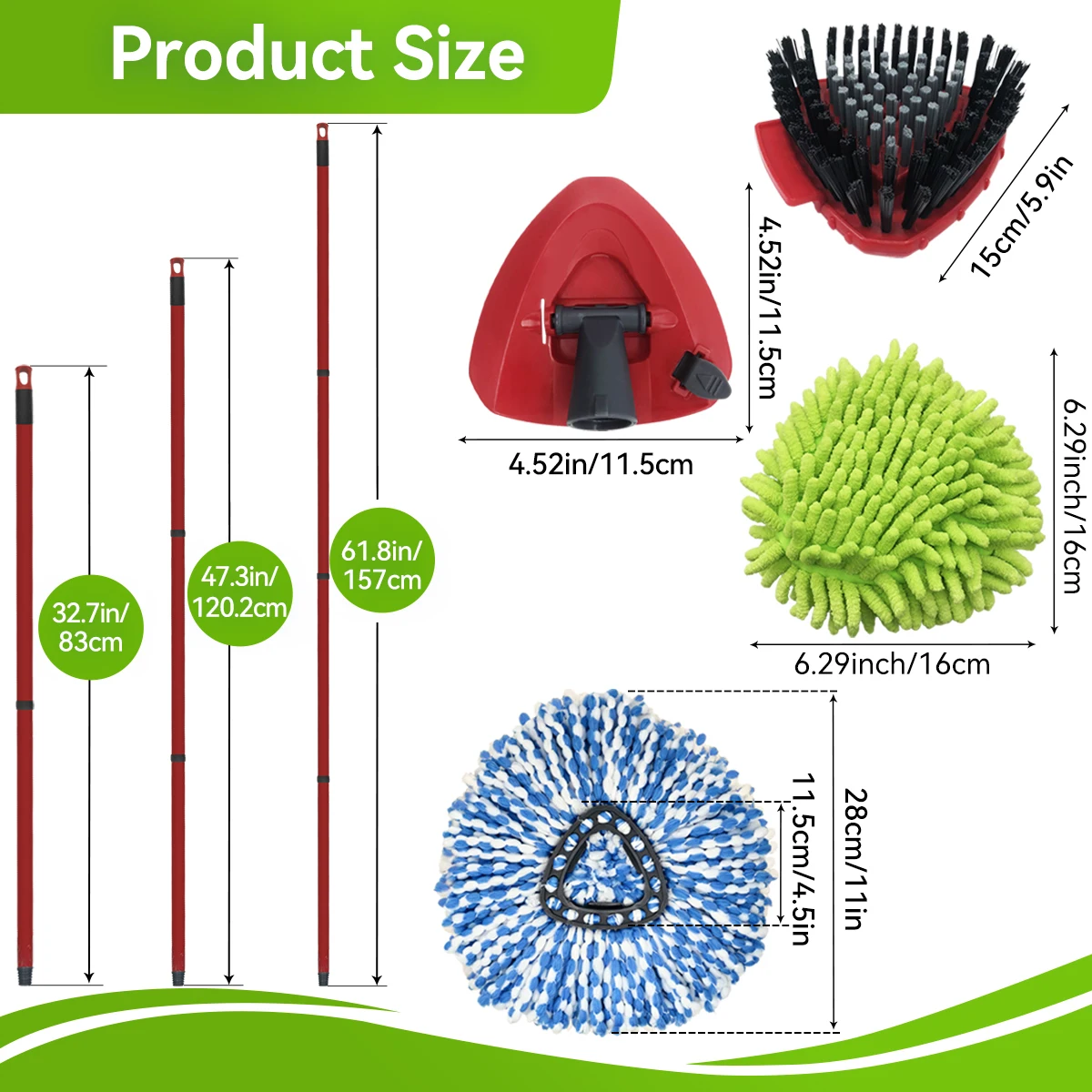 7/4Pcs Mop Parts Fit O-Cedar RinseClean & Vileda Spin Mop, 61.8