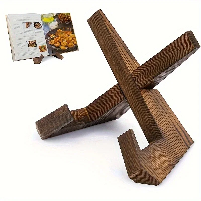 1pcs Wooden Cookbook Stand Flat Stand Base Kitchen Cookbook Stand Reading Stand Wooden Record Stand