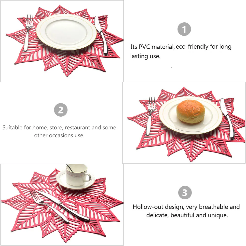 

2PCS PVC Table Mat Heat Insulation Anti Hollow Design Christmas Placemat Decorative Place Mats Eco Friendly