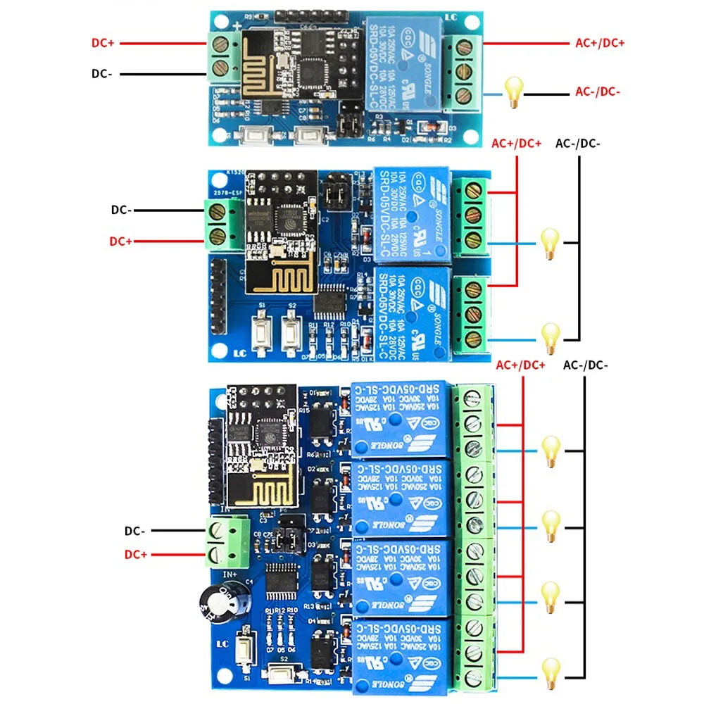 5V 12V 1/2/4 Way ESP8266 ESP-01 WiFi Relay Module Things Smart Home Remote Control Switch ESP01 WIFI Wireless Module Phone APP