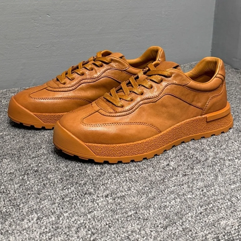 

QHCCID Cow Leather for Men Shoes Comfortable Sports Shoes Men Fashionable low-top Casual Height Increasing Sneakers
