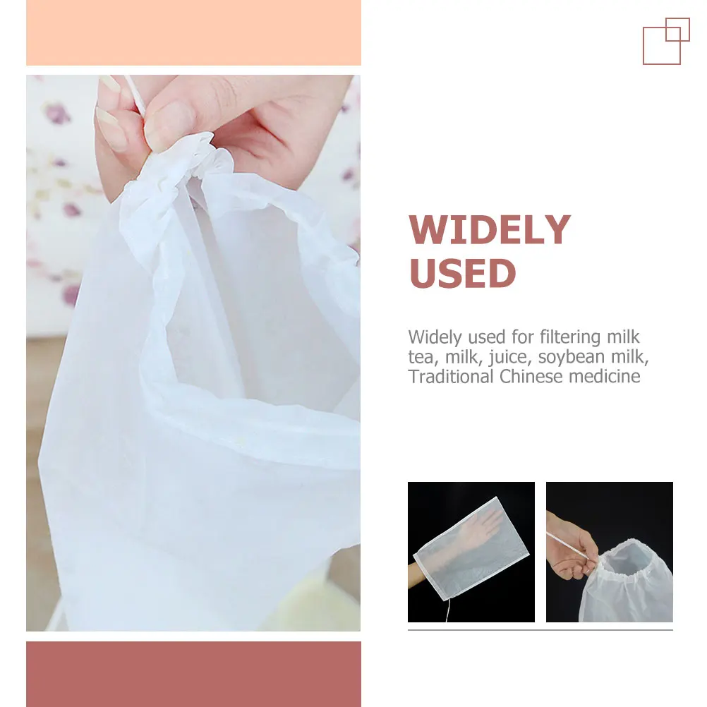 

10pcs Filter Bag Fine Mesh Reusable Food Strainer For Soy Milk Nut Milk Juice Tea Baby Food Chinese Medicine Drawstring Pouch