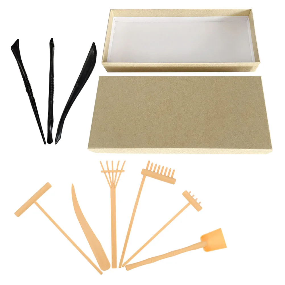 

1 set Sand Rake Mini Zen Garden Kit Japanese Decor Desk Toys Tool Sandbox Tray Gardening Supply Set Dry Landscape Art