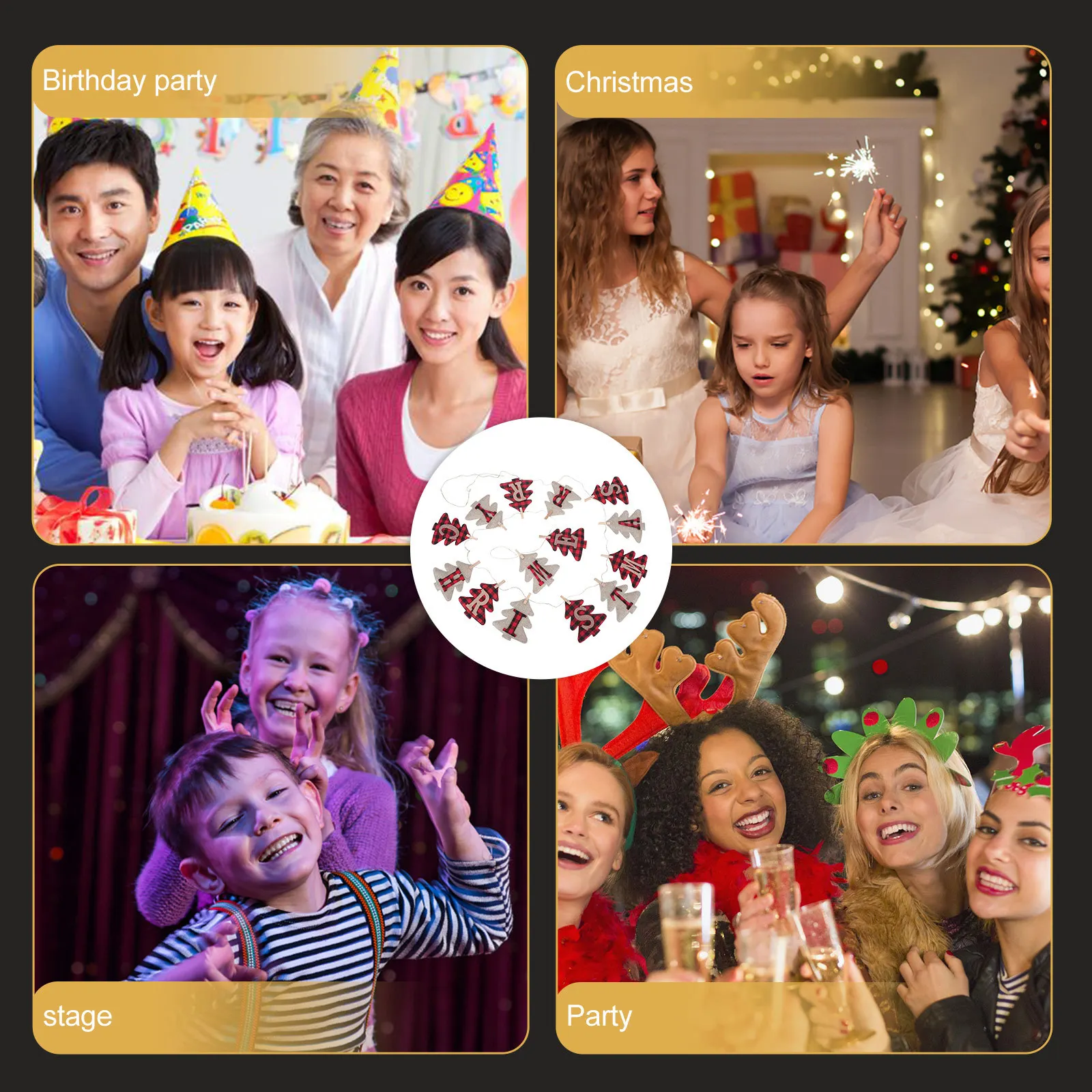 1pc Christmas Tree Bunting Flag Pendant Holiday Party Decor Hanging Banner Xmas Festival Celebration Wall Adornment Decor