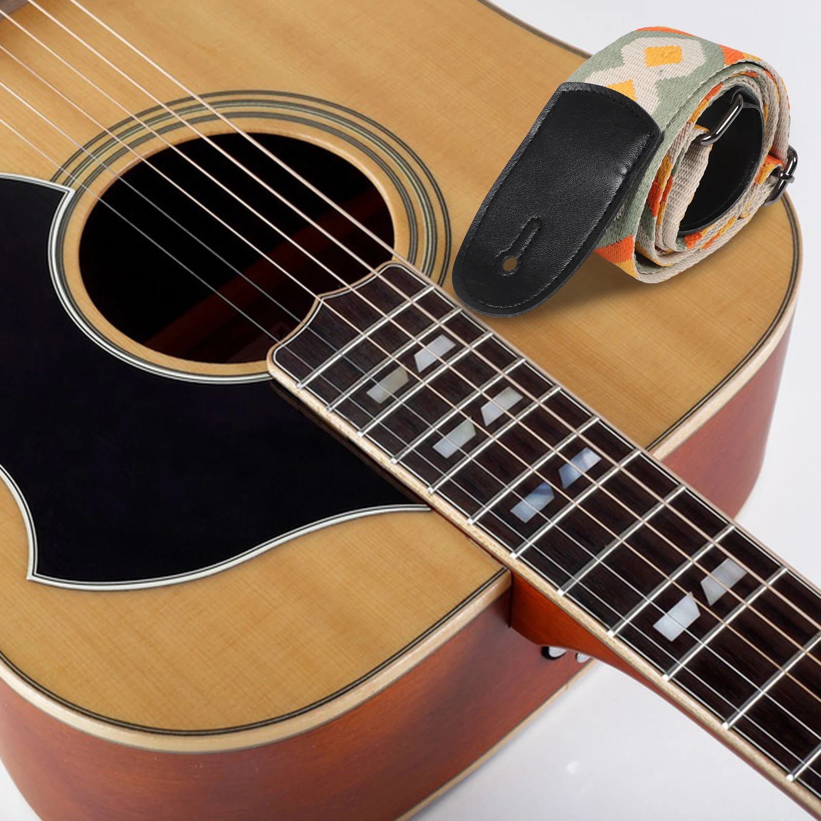 

Adjustable Bass Guitar Strap Wide Ethnic Pattern Durable Crossbody Shoulder Strap Comfortable for Guitar Bands Street Use