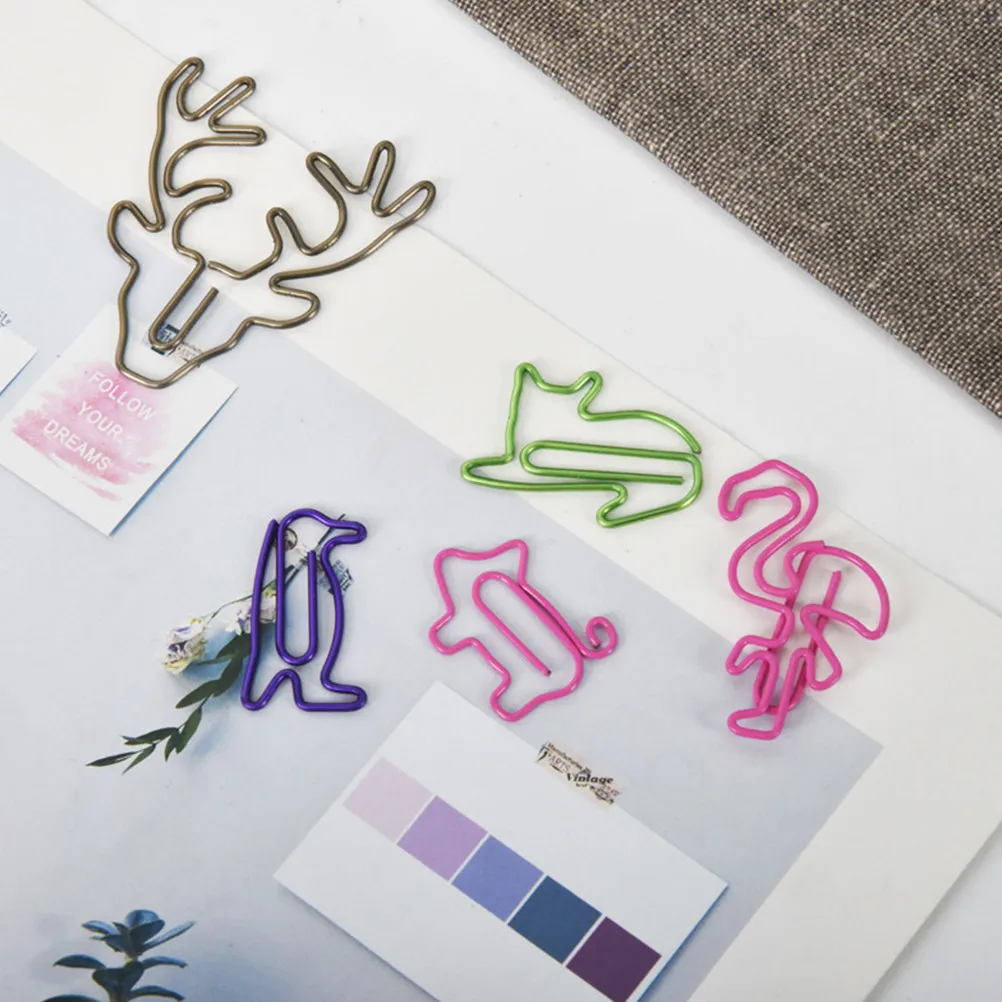 40Pcs Cartoon Pig Shaped Metal Paper Clips Premium Iron Smooth Surface Rust Resistant Strong Hold Office School Supply Colorful