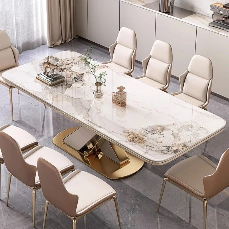 140cm 160cm 180cm Modern Dining Table Set Of 6 Chairs Luxury Rock Slab Square Dining Tables Kitcjen Pliante Home Furniture