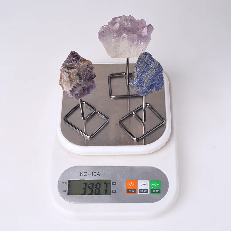 1pc Irregular Natural Crystal Raw Stone with Stand Base Rose quartz Fluorite Amethyst Healings stone Crystals for Home Decor