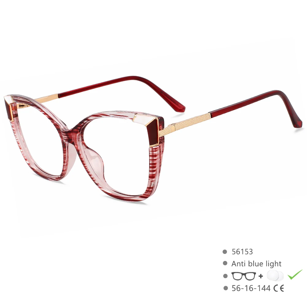 Vintage Optische Brille für Damen Anti-Blaulicht Brillengestell Korrektionsbrille Transparente Gläser Brillenfassung 56153