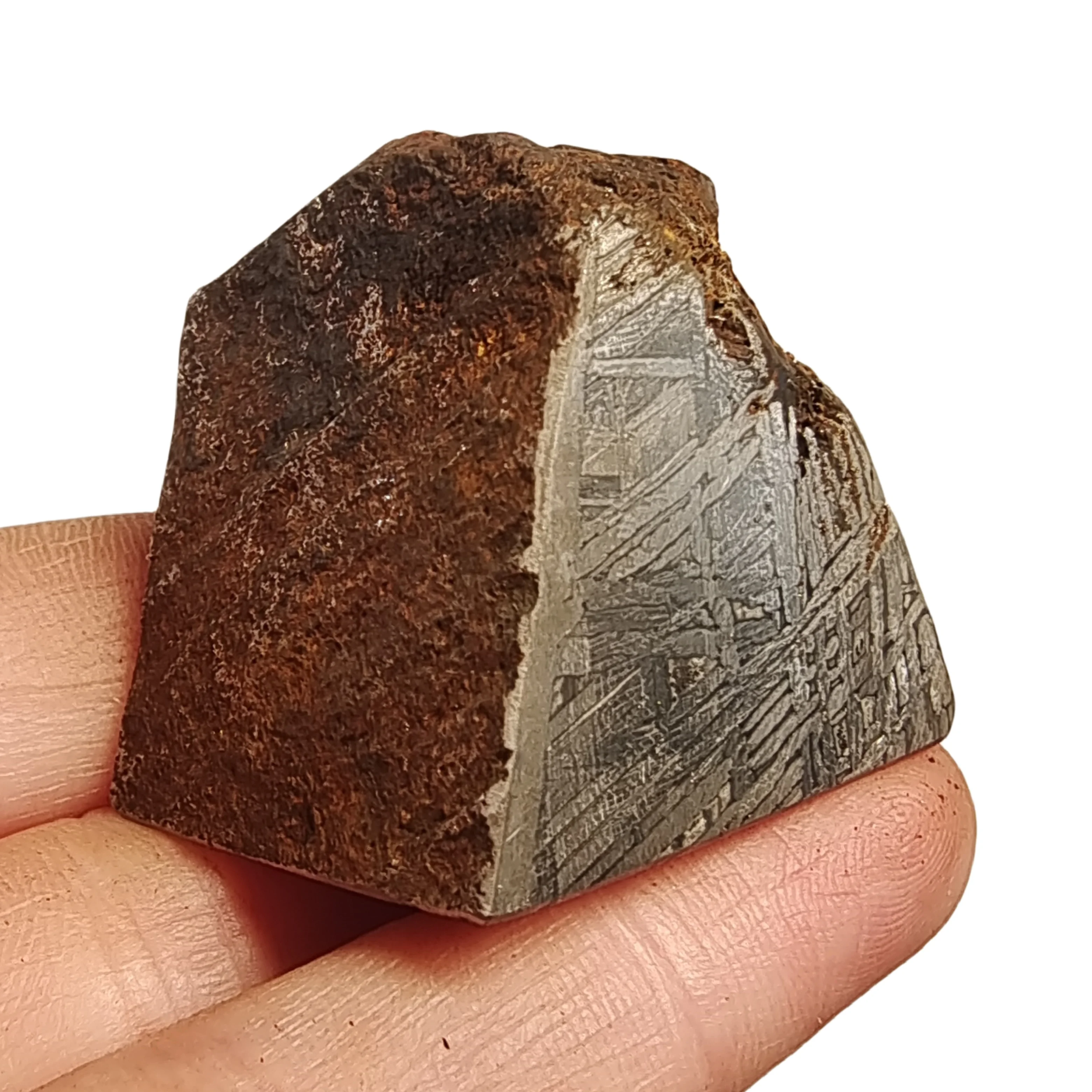 127.9g Muonionalusta Natural iron meteorite specimen section Iron meteorite materials Meteorite Specimen Collection -QC768