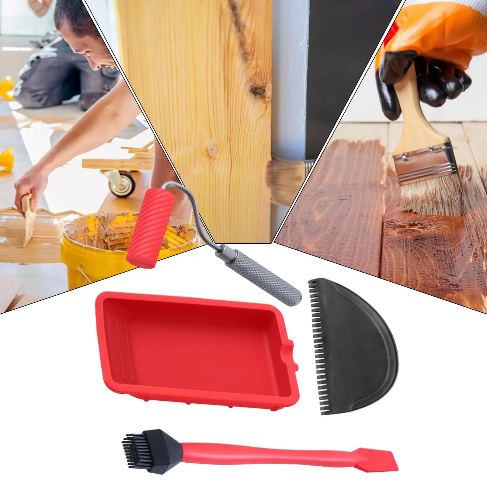 

Reusable Silicone Glue Roller with Tray Aluminum Handle Arts Crafts Woodworking Glue Up Projects Easy to Clean