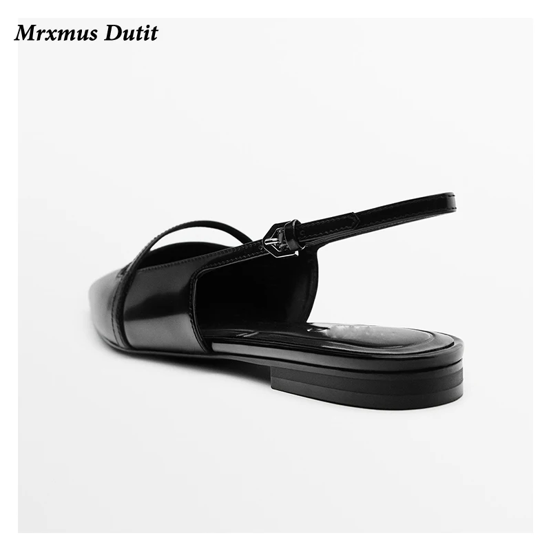 Mrxmus Dutit 2023 Summer New Fashion Women New Pointed Head Flat Sandals Elegant Versatile Solid Simple Shoes Female Chic Pumps