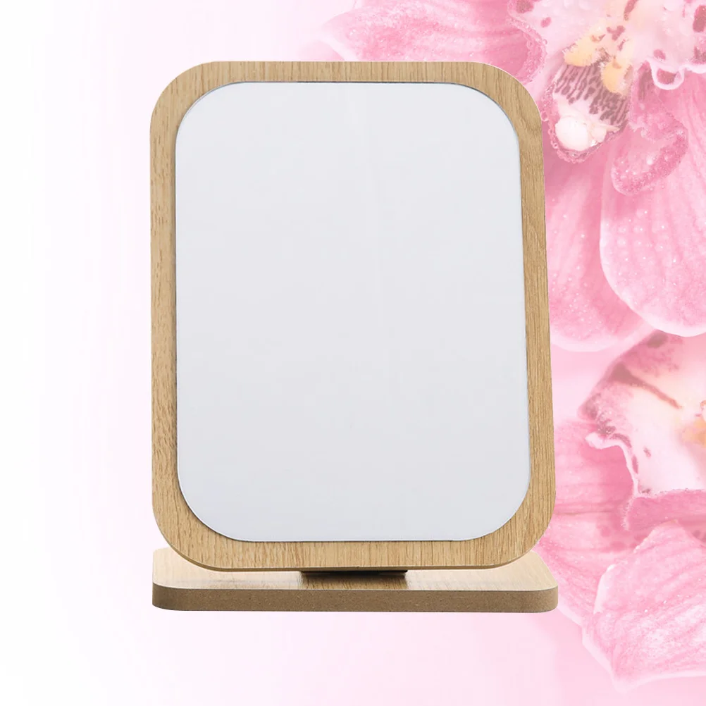กระจกแต่งหน้าแบบย้อนยุค 1 ชิ้น กรอบไม้ พับได้ กระจกแต่งหน้าตั้งโต๊ะ กระจกใสขนาดใหญ่ สำหรับวางบนเคาน์เตอร์ห้องน้ำ