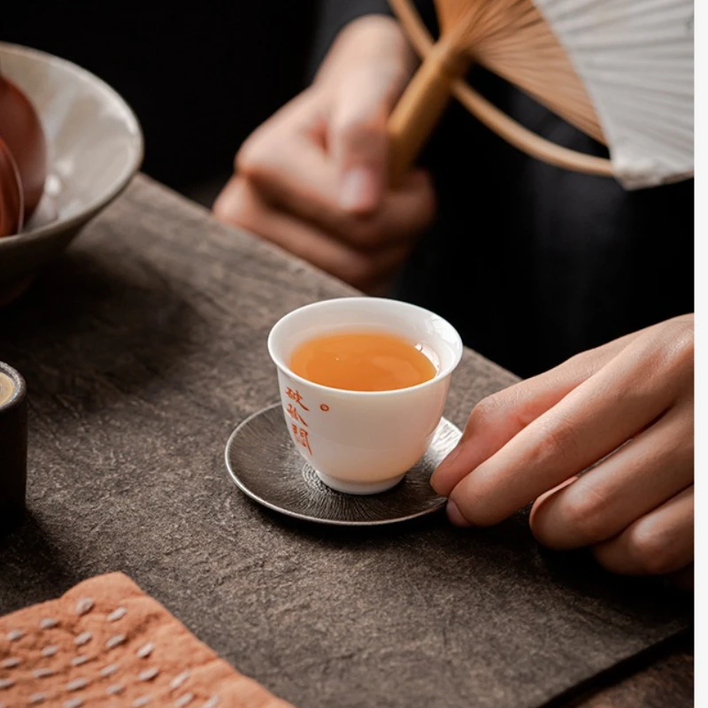Japanese-style Coaster, Alloy Cup Holder, Tea Saucer, Tea Ceremony Insulation Pad, Antique Zen Wind Tea Set