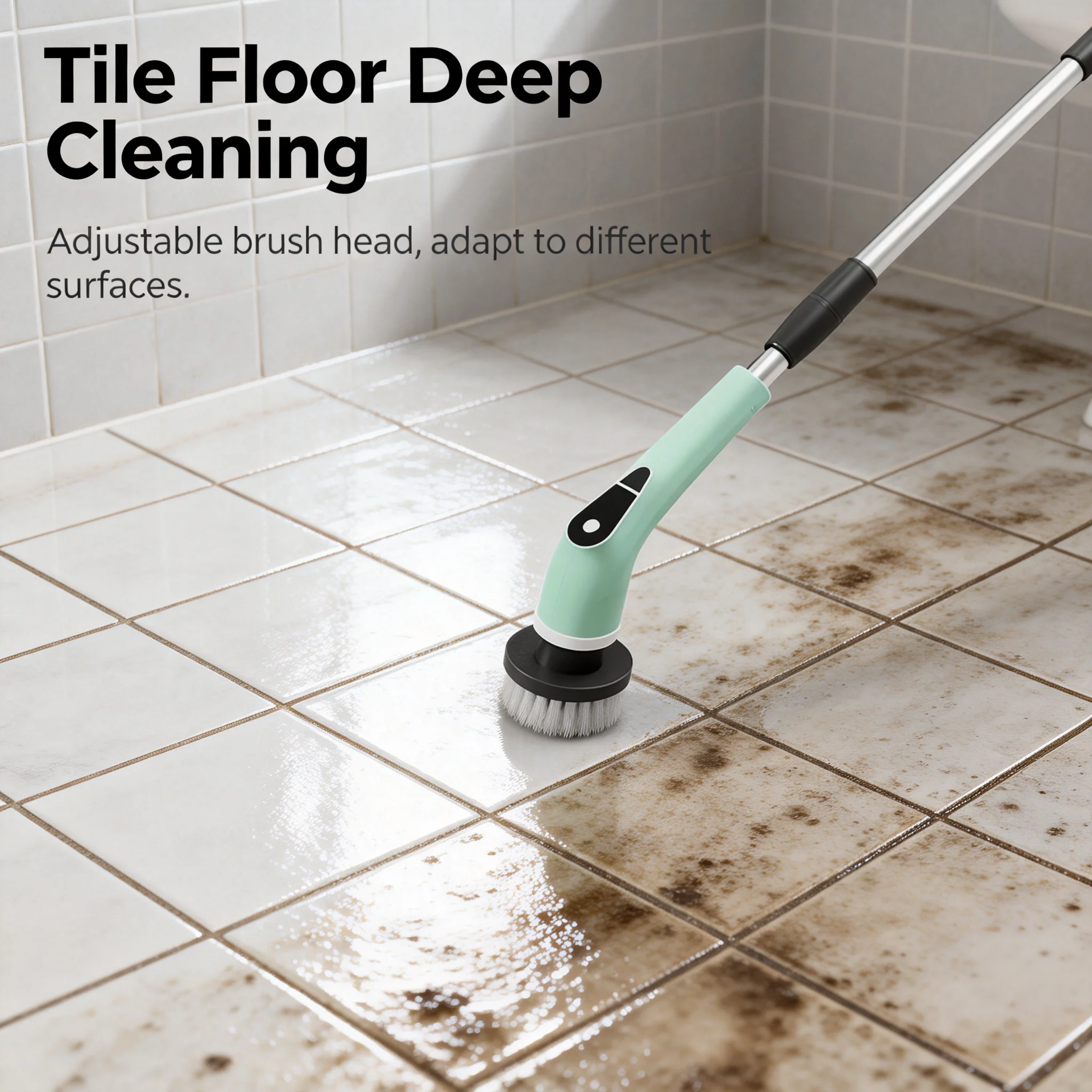 

Electric household cleaning brush, wireless long-handled brush, rotating electric brush for kitchen, bedroom, and bathroom clean