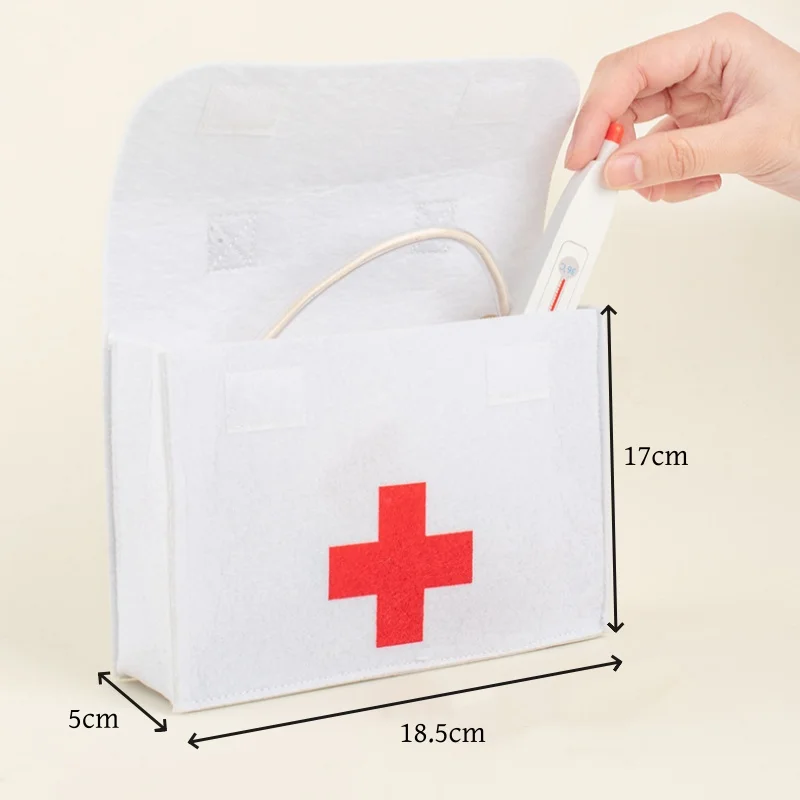 Kit médico de madeira para crianças, conjunto de brinquedos para crianças com bolsa médica para meninos e meninas, divertido jogo de dramatização