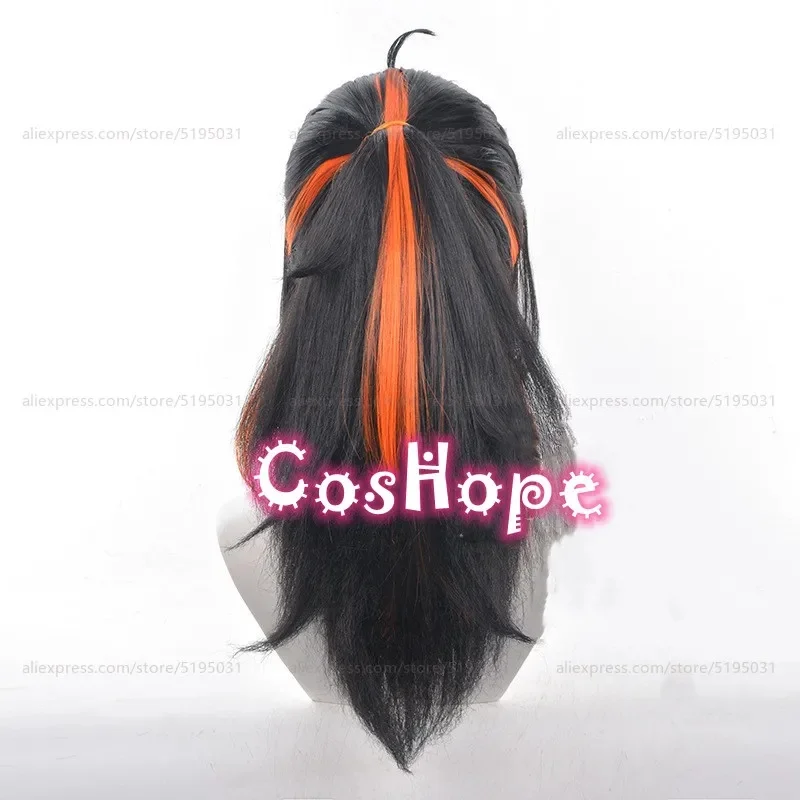 d;4'v\6.h/Zhu Yuan 55cm Long Hair with Ponytail Black Orange Mixed Anime Cosplay Wig Heat Re6;j'3\s,9'b/ view 5