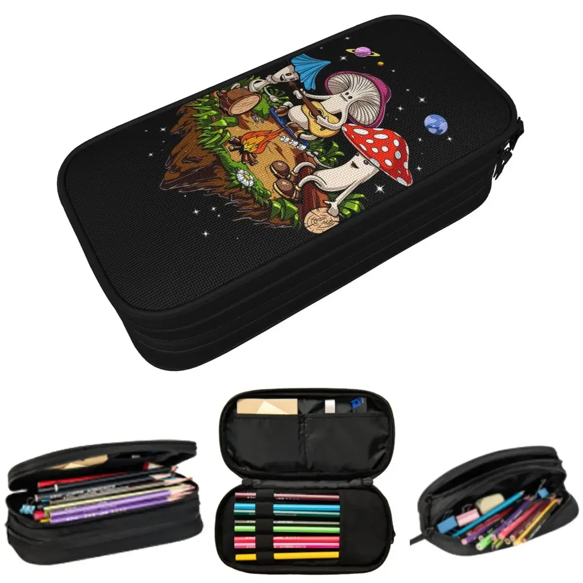 

Hippie Magic Mushroom Pencil Cases Big Capacity Pen Bags Pen Box Pencil Pouch For Boys Girls Students Stationery School Office