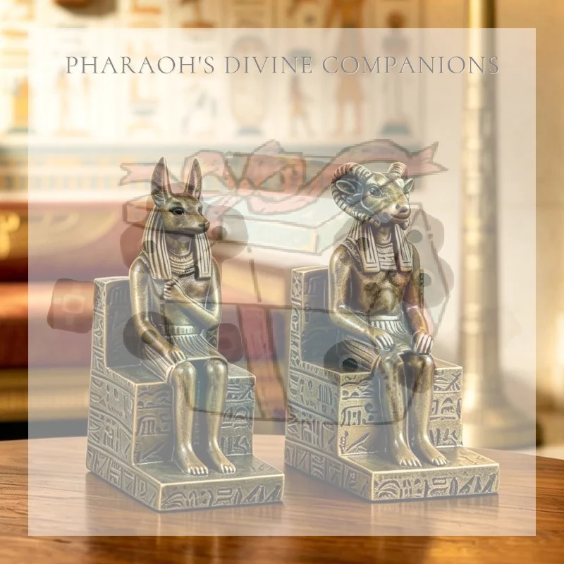 【CC】Vintage Egyptian Anubis Ram Khnum Resin Statue Set Decorative Figurines For Home Living Room Tabletop Wall Display 2026 New