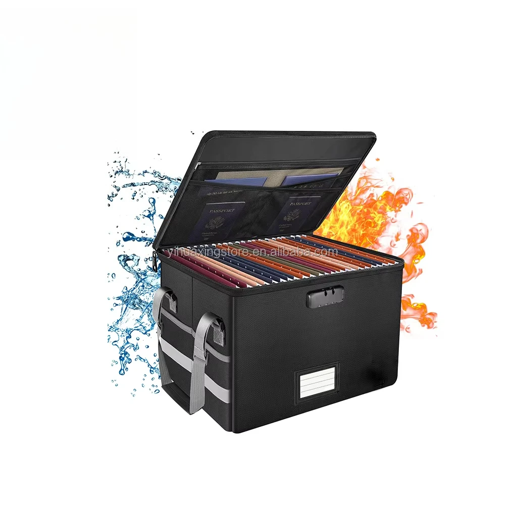 

Overseas Stock Fireproof File Portable Storage Box Safe Foldable File Carrying Box Handle Hanging File Organizer