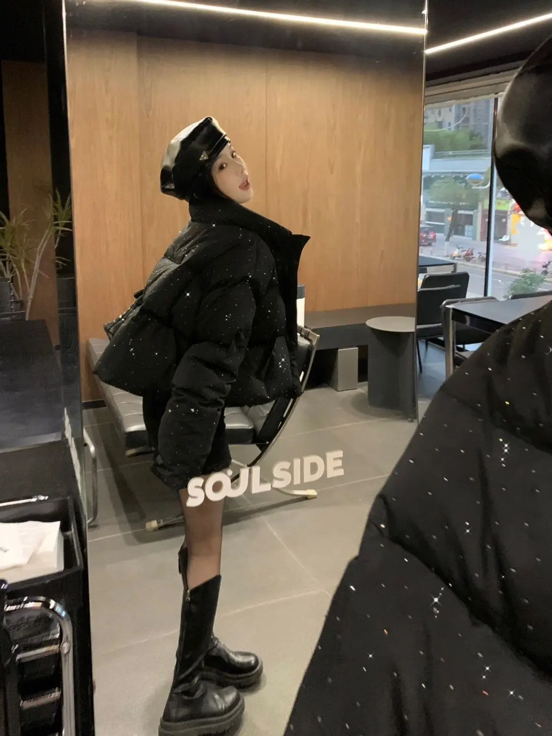 المرأة الخريف الشتاء أنيقة معاطف السترة المنتفخة شيك قصيرة سستة سترات معطف الكورية موضة الوقوف طوق سترة ملابس خارجية الصلبة #4