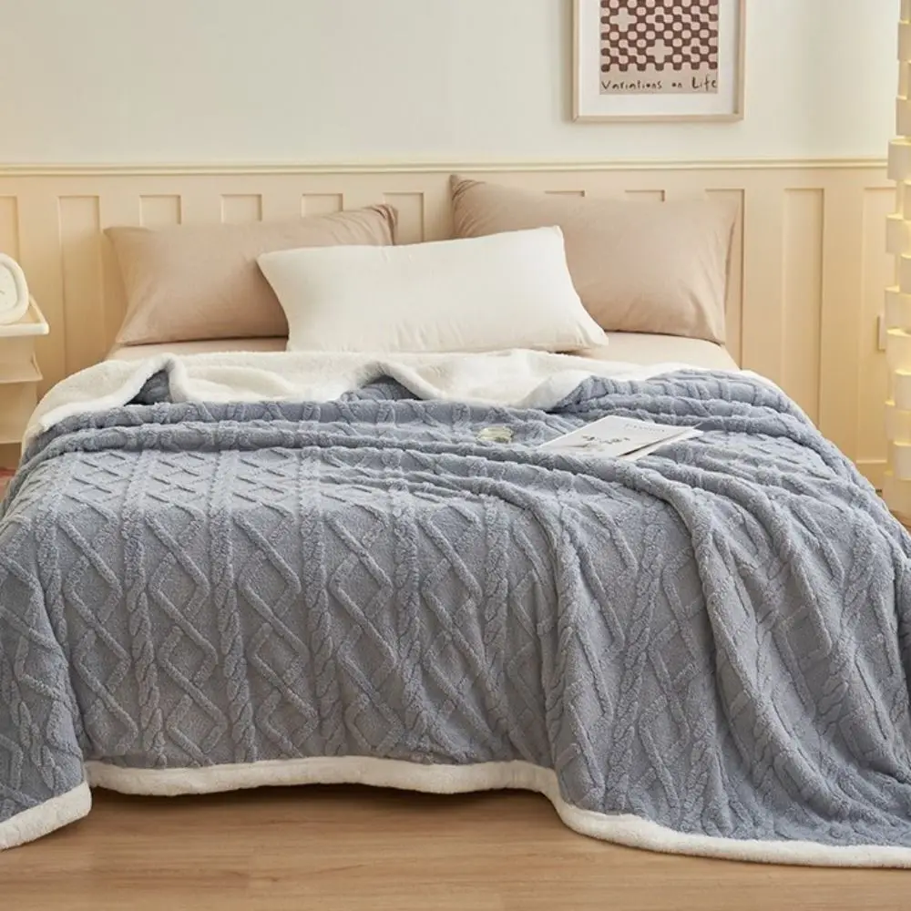 유럽 스타일 180*200cm 이중 레이어 플리스 담요 두꺼운 따뜻한 담요 부드러운 3D 자카드 플러시 담요 침실용