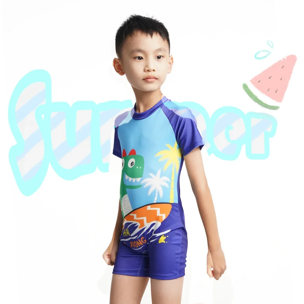 2024 Fashion Cute Cartoon Swimwear Boys New Children One-piece suit Kids Swimsuits Protection Light Breathable Swimming Costume