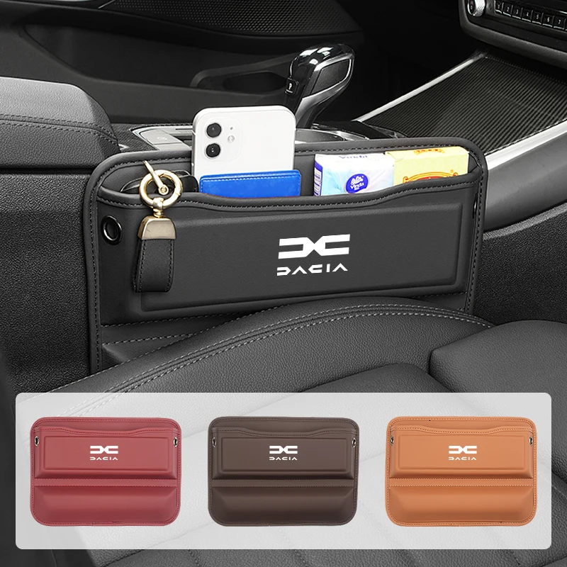 Car Interior Seat Gap Organizer Box Leather Storage Bag For Dacia Logan Mcv 2 Duster Sandero Lodgy Dokker Stepway Solenza