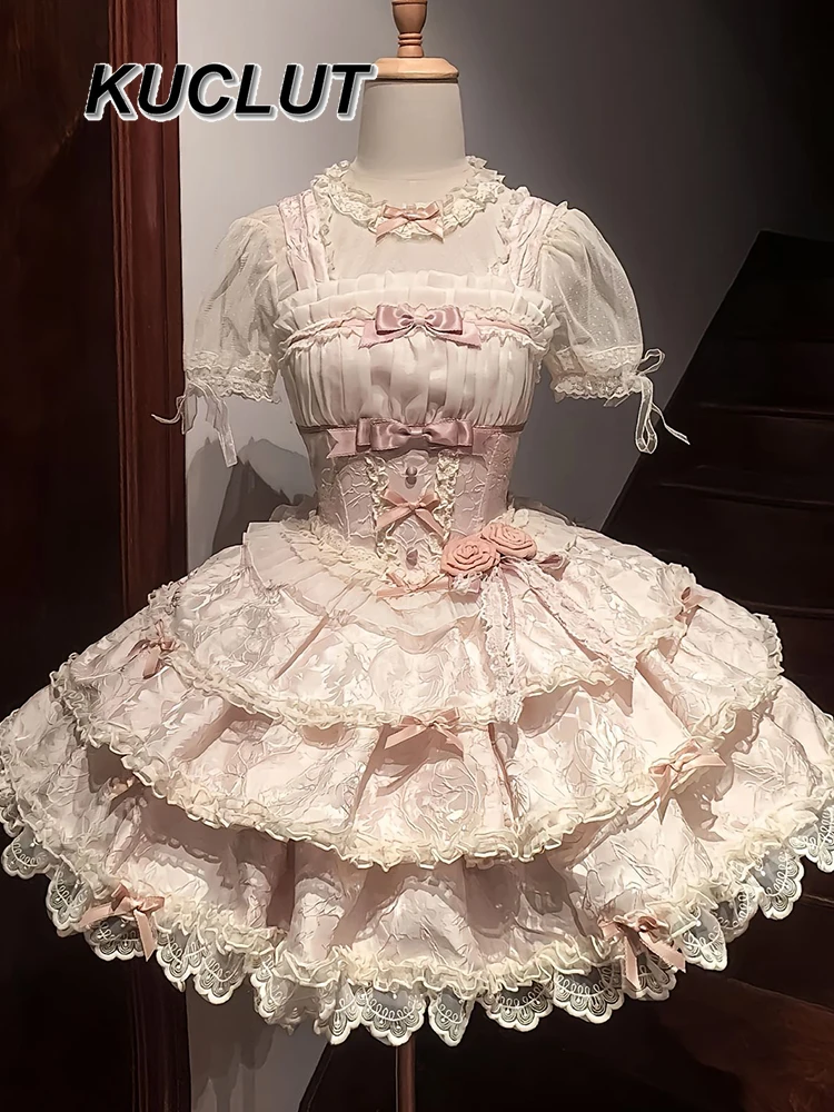 

Sweet and Cute Elegant Lolita Dresses for Women Suspender Princess Style 2025 New Ball Gown Spaghetti Strap Dress Femme